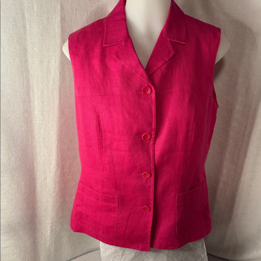 Talbots Fuchsia Button-Up Vest NWOT Size 10